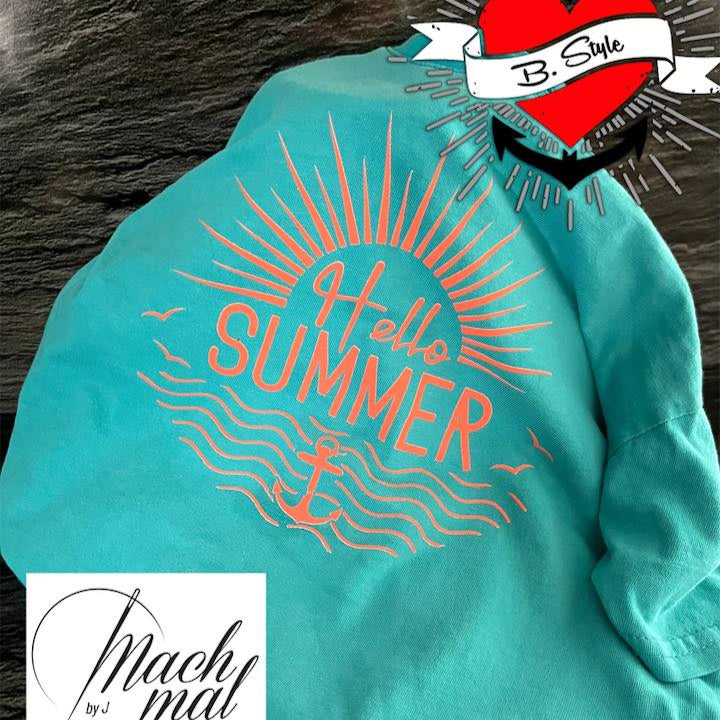 Plotterdatei - Hallo Sommer Beispielfoto auf T-Shirt - Sommerplotter Motiv