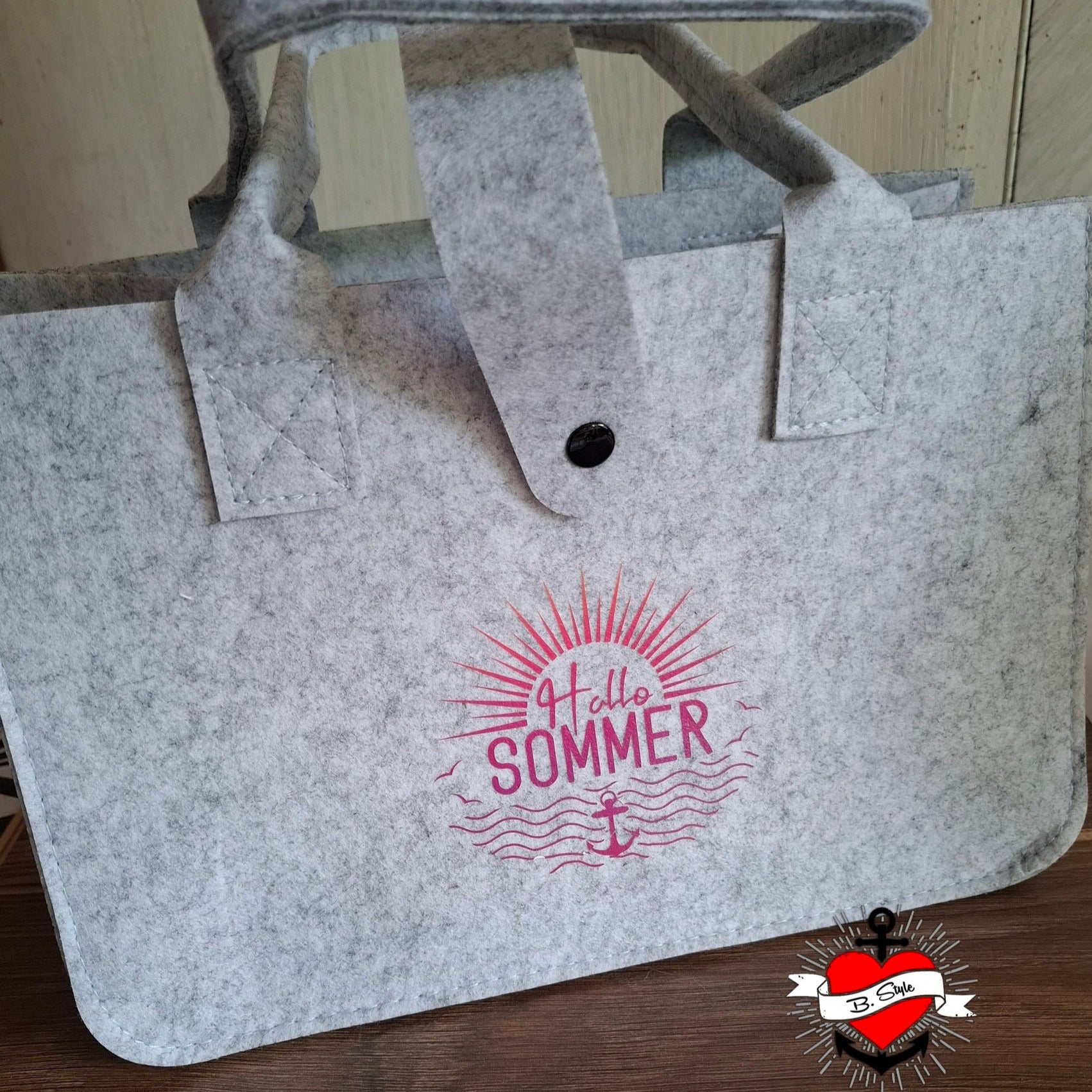 Plotterdatei - Hallo Sommer Beispielfoto auf Tasche geplottet, gebügelt