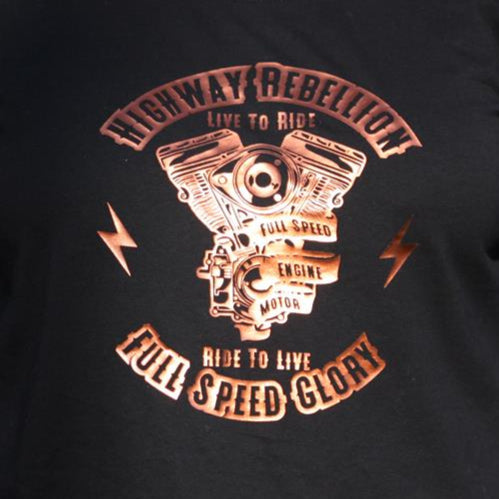 Highway Rebellion Live to Ride Full speed glory Plottedatei Motor auf Langarmshirt