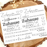 Schöne RUB ON UV Sticker von easy-sticks mit verschiedenen Designs und Sprüchen für ein gemütliches Zuhause, 3 A5 groß.