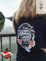 Homeward Bound Segelboot , Meer, Rosen, Anker Plotterdatei  auf T-Shirt geplottet