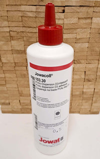 Easy-Sticks Jowacoll Holzleim 500 g, abgebildet auf einem strukturierten Holzuntergrund. Perfekt für wasserfeste Anwendungen in Innen- und Außenbereichen.