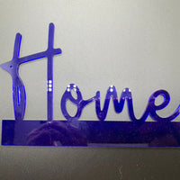 Vielseitig einsetzbarer Easy-Sticks Acryl Aufsteller mit 'Home' Schriftzug in elegantem Design, geeignet für jede Wohnumgebung.
