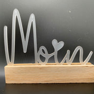 Eleganter Moin Schriftzug mit Herz von Easy-Sticks, ideal für Dekoration und Kartenhalter