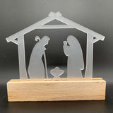 Stilvoller Easy-Sticks Acryl Krippe in satinierter Ausführung, dekorativer Aufsteller mit traditionellen Motiven, ideal für Weihnachtsdekoration oder Geschenke.