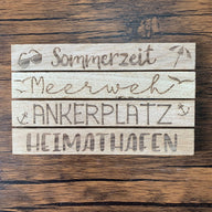 beschriftete klötzchen basteln Sommer Sommerzeit Meerweh Ankerplatz Heimathafen
