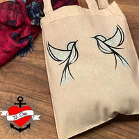 Rustikaler Baumwollbeutel in naturfarben mit "I love Tits" Design von easy-sticks, ideal für den Alltag.