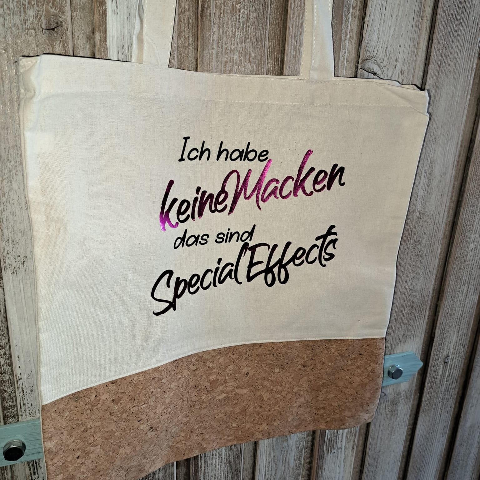 Tote Bag mit dem Spruch 'Ich habe kleine Macken das sind Special Effects' von easy-sticks, perfekt für umweltbewusste Einkäufe.