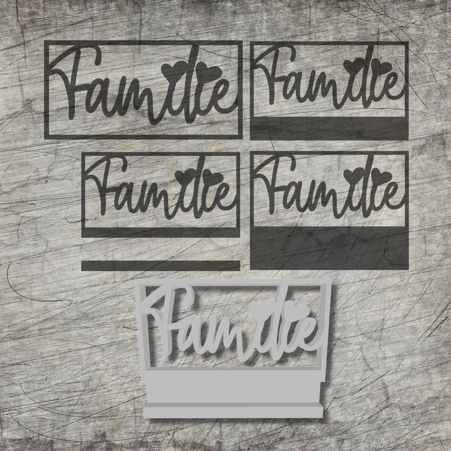 3D/ Plotter- / Laserdatei - Familie im Rahmen