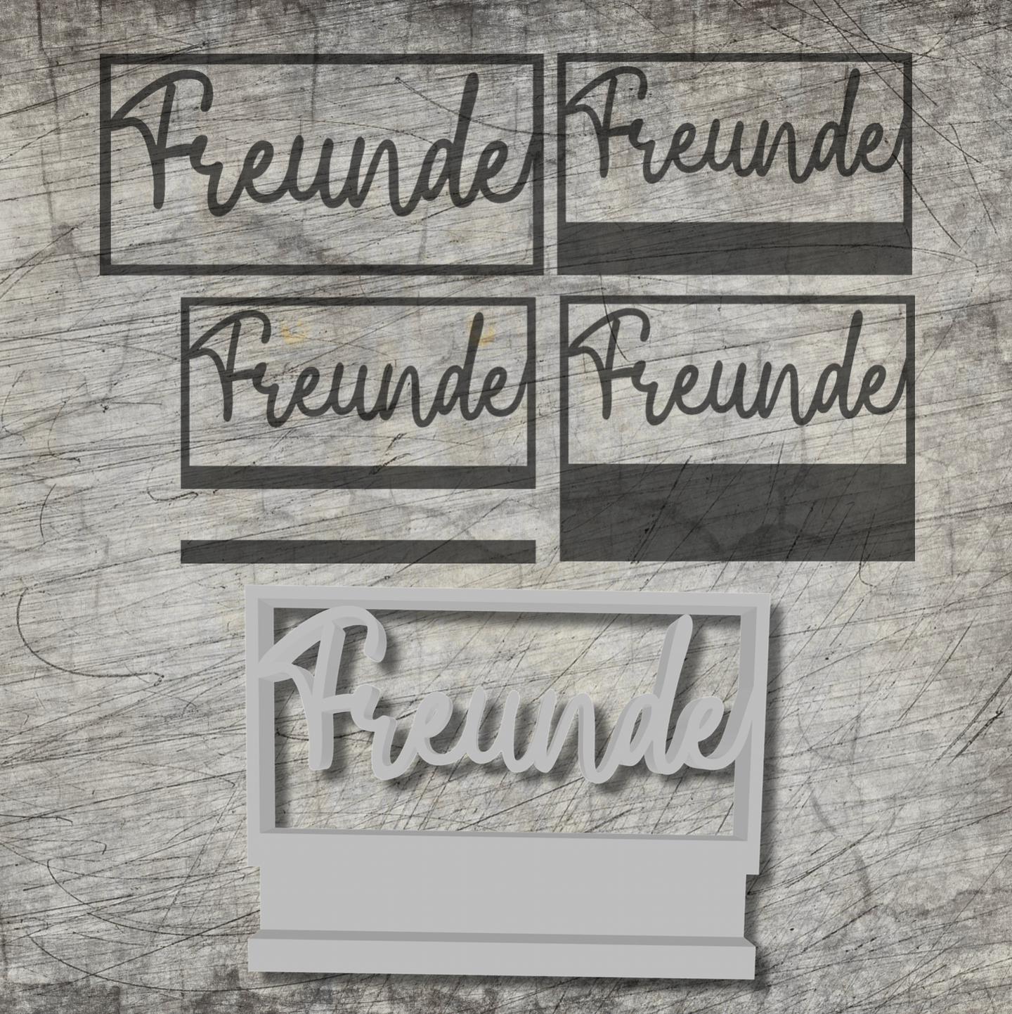 3D/ Plotter- / Laserdatei - Freunde im Rahmen