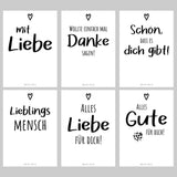 Charmante Postkarten im Set von Easy-Sticks, Herzensmensch, alles Liebe, alles Gute - mit dem Schriftzug 'mit Liebe', perfekt zum Verschenken.
