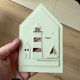 Maritimes Haus mit Leuchtturm, Segelboot, Haus – 3D-Druckdatei (STL)