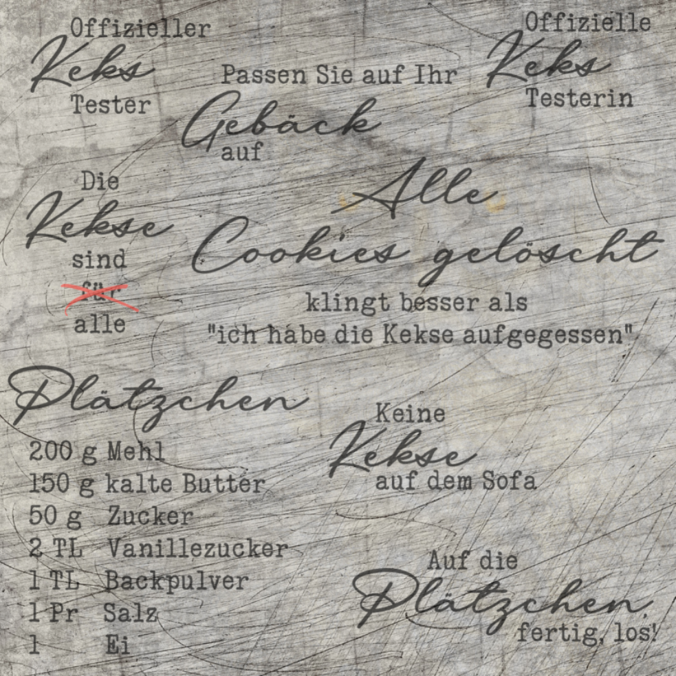 Kekse - Plottersprüche Offizieller Keks Tester, Passen Sie auf Ihr Gebäck auf, Keine Kekse auf dem Sofa, Auf die Plätzchen fertig los