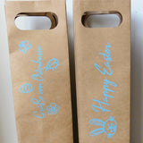 Ostern - Frühling Sprüche Plotterdatei von easy-sticks, kreative Geschenktüten aus braunem Papier mit österlichen Versen, für ein persönliches Geschenk.