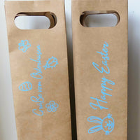 Ostern - Frühling Sprüche Plotterdatei von easy-sticks, kreative Geschenktüten aus braunem Papier mit österlichen Versen, für ein persönliches Geschenk.
