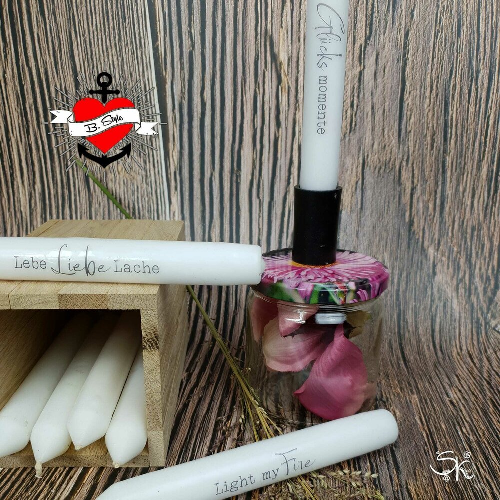 Inspirierende Kerzen mit Sprüchen aus der Kerzensprüche für jeden Anlass 1 - Digitales Produkt von easy-sticks, ideal für kreative Bastelprojekte.