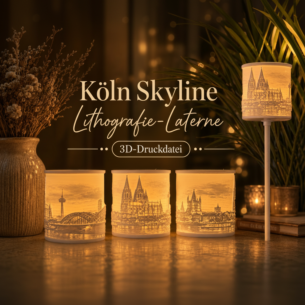 Köln Skyline Lithografie-Laterne – 3D-Druckdatei (3MF + STL)