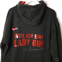 Detailaufnahme der Weil ich eine Lady - Du Arschgesicht Plotterdatei für DIY Projekte, erhältlich in SVG und PDF Formaten.