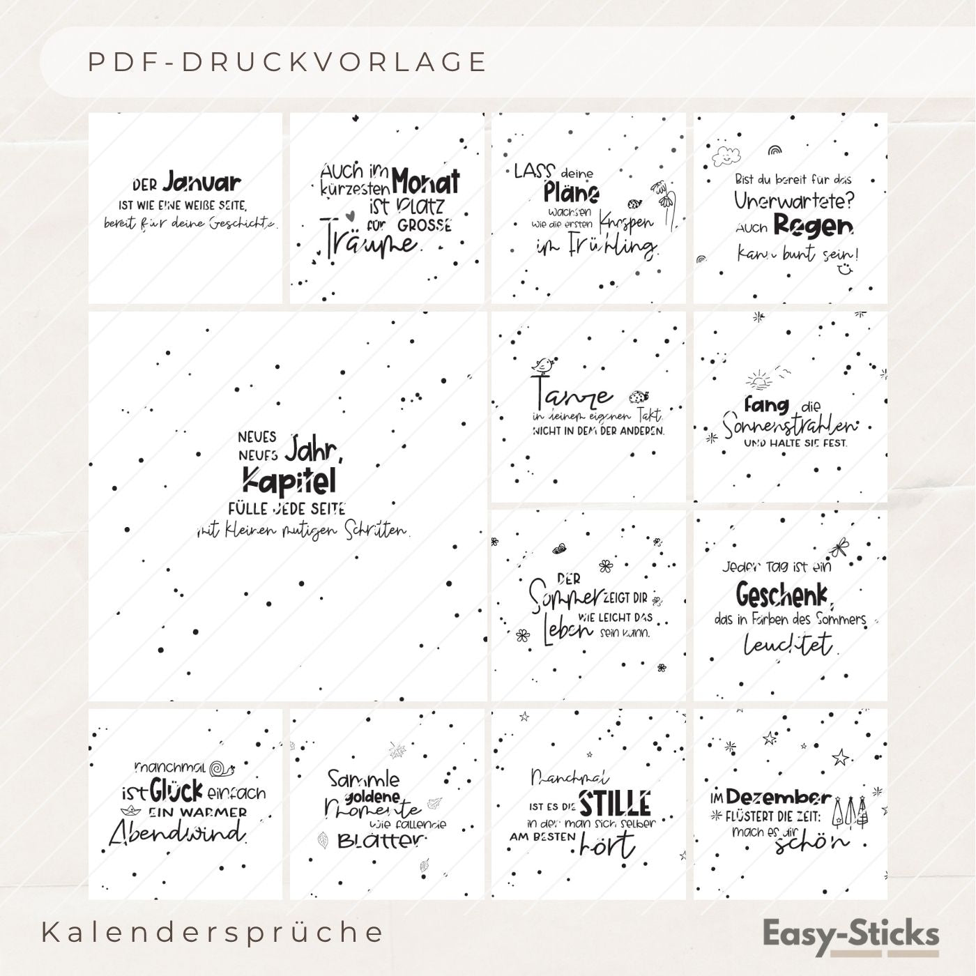 Laterne/ Lichtbox PDF - 12 Jahreszeiten Kalendersprüche&nbsp;