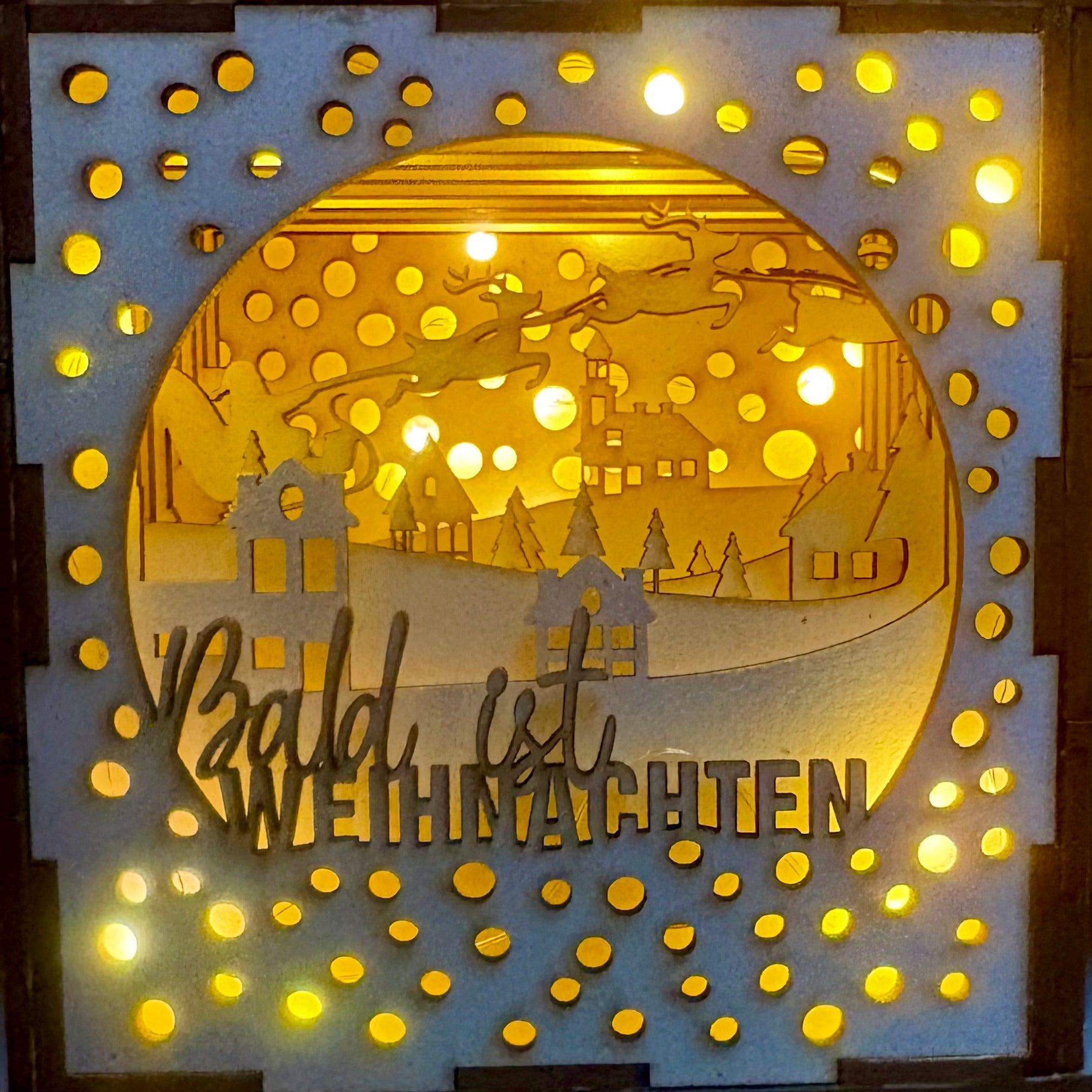 Plotter- / Laserdatei - Weihnachts-Lichtbox Nikolaus im Schlitten