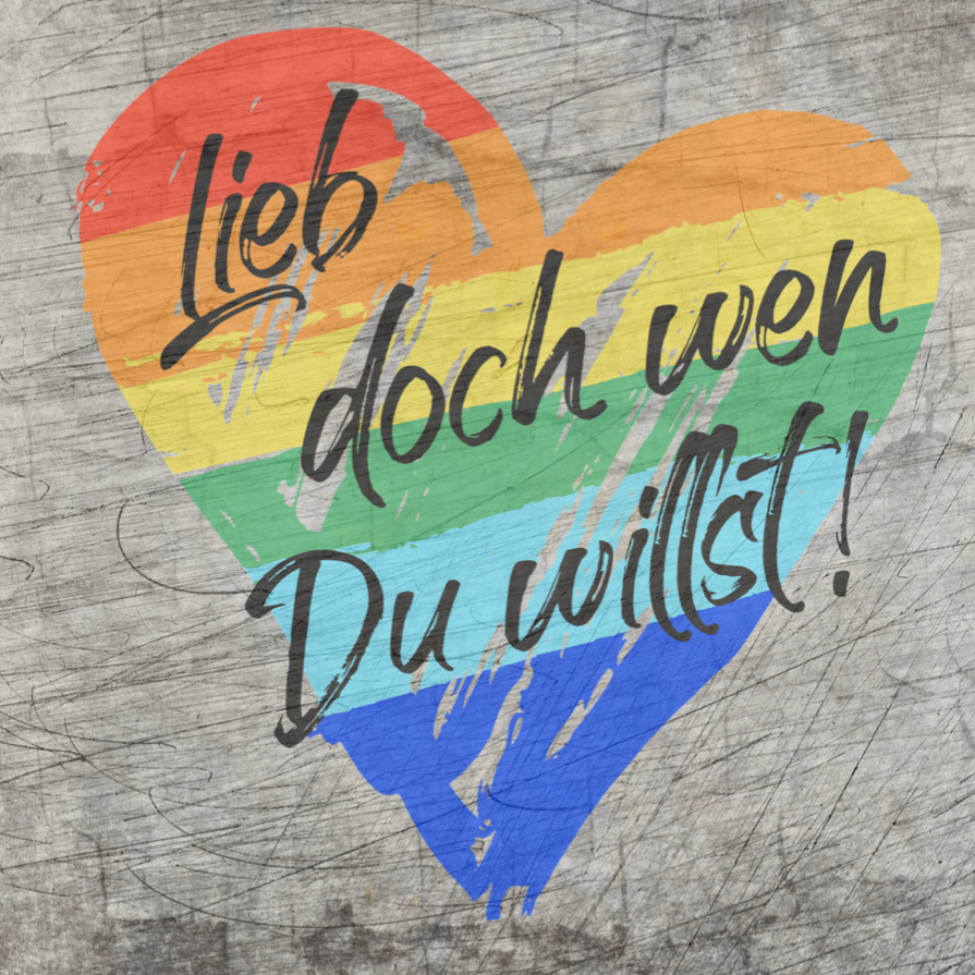 Bunte Herzgrafik mit dem Text 'Lieb doch wen du willst' vom Anbieter easy-sticks, ideal für kreative DIY-Projekte und Plotterarbeiten.