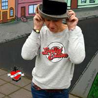 Femininer Pullover in Grau mit dem auffälligen Design 'Limited Edition' in Rot und Schwarz, von easy-sticks. Trage ihn als modisches Statement in deinem Alltag.
