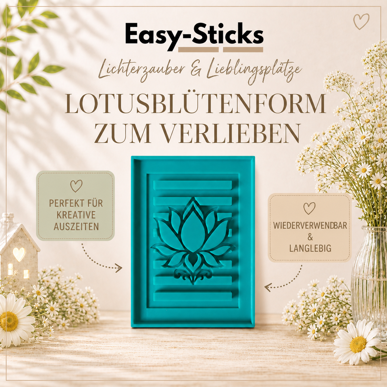 Silikonform Lotusblüte – Perfekt für Easy-Sticks Laternen