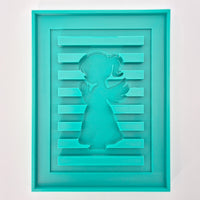 Silikonform - Engel Laterne Seitenteil gegossen und in Easy-Sticks Rahmen eingeklebt