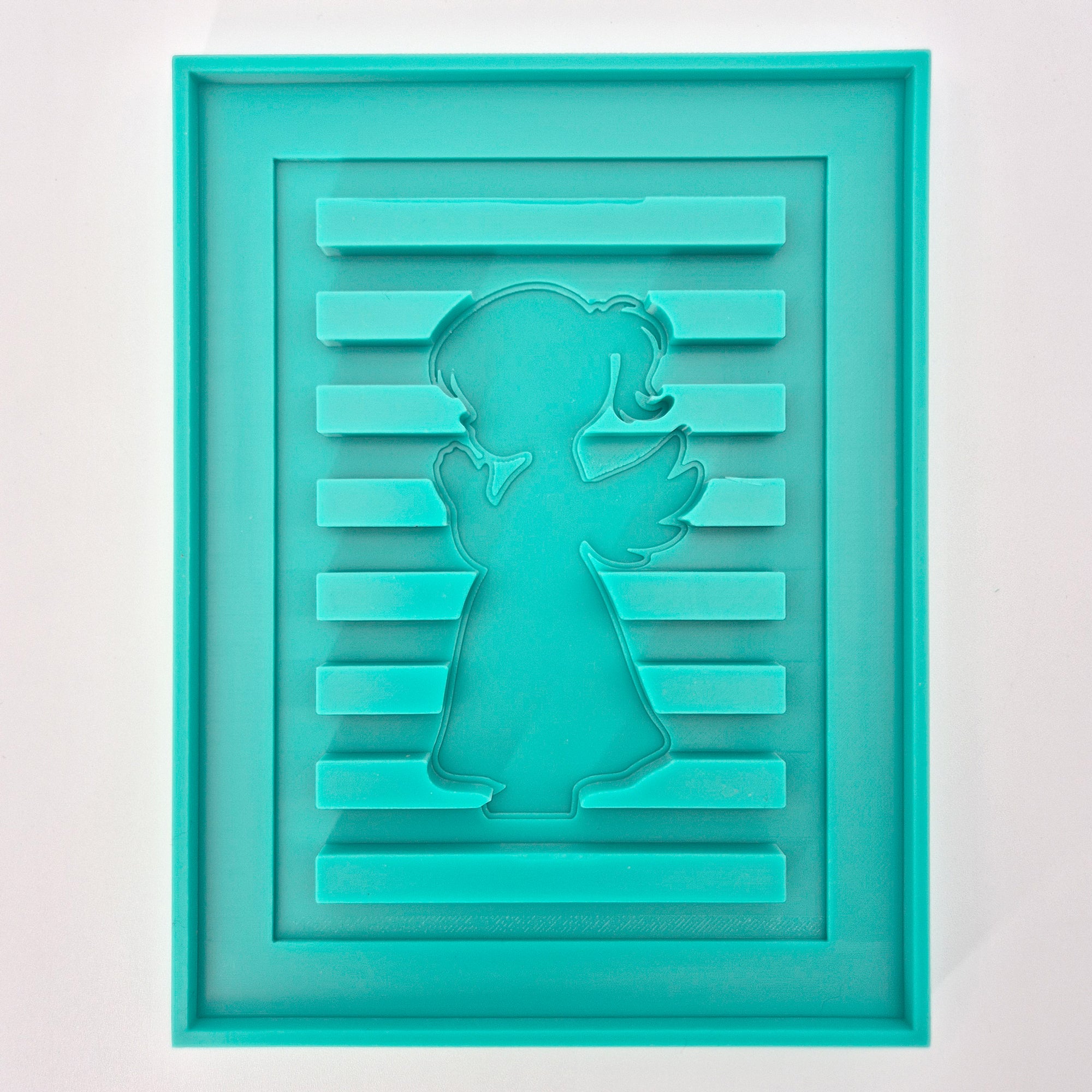 Silikonform - Engel Laterne Seitenteil gegossen und in Easy-Sticks Rahmen eingeklebt