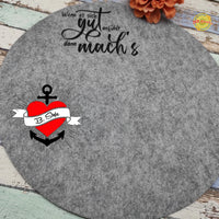 Schöne Filzmatte mit dem Spruch "Wenn es sich gut anfühlt, dann mach's" von easy-sticks, ideal für kreative Projekte. Die Matte zeigt ein modernes Design, das perfekt für DIY-Workshops geeignet ist.
