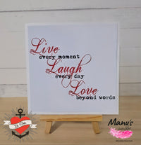 live-laugh-love Plotterdatei auf einem Bild als Beispielbild für die Anwendung