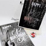Zwei kreative Geburtstagskarten mit dem Monogramm 'B' und dem Text 'HAPPY BIRTHDAY', basierend auf der Monogram 'B' Plotterdatei von easy-sticks.