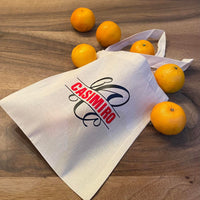 Umweltfreundliche Baumwolltasche mit dem personalisierten Schriftzug "CASIMIRO" von easy-sticks, ideal für nachhaltige Einkaufserlebnisse.