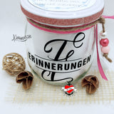 Schickes Einmachglas mit dem Monogramm "E", gestaltet von easy-sticks, ideal für die Aufbewahrung von Erinnerungen.