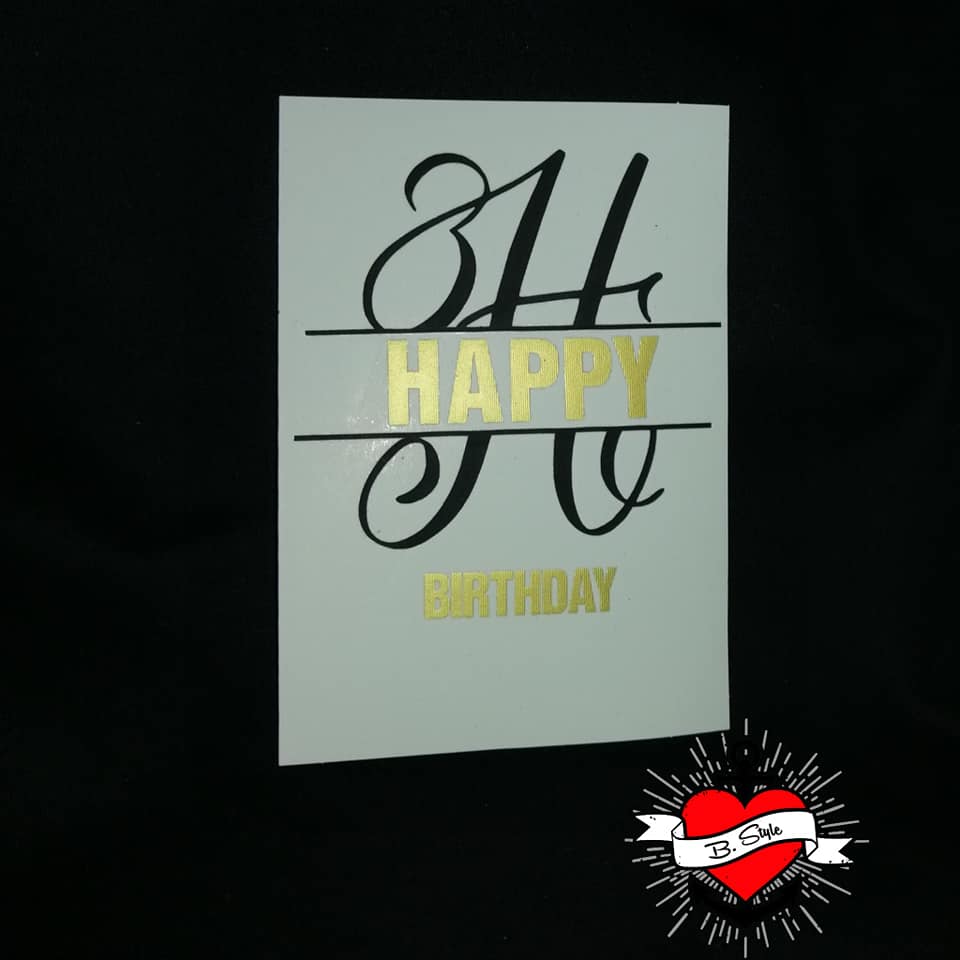 Eine Geburtstagskarte mit dem stilisierten Monogramm "H" und der Aufschrift 'HAPPY BIRTHDAY', entworfen von easy-sticks, basierend auf der Monogram "H" Plotterdatei.