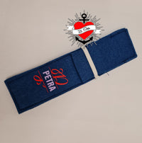 Elegantes Falt-Accessoire mit Monogramm "P" und Namen "PETRA" von easy-sticks, ideal für personalisierte Geschenke.
