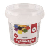Ein Eimer Fugenmasse in weißer Farbe von Easy-Sticks, ideal für hochwertige Mosaikarbeiten.