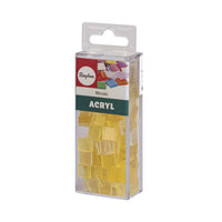 Acryl Mosaik Basteln Set, Transparent gelb, 1x1cm, 205 Stück für Kreative DIY-Projekte