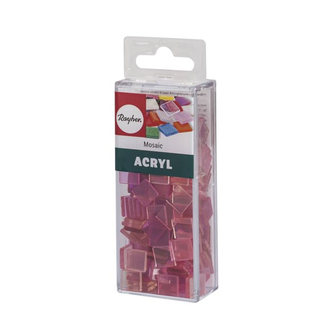 Acryl Mosaik Basteln Set, Transparent rosa pink, 1x1cm, 205 Stück für Kreative DIY-Projekte