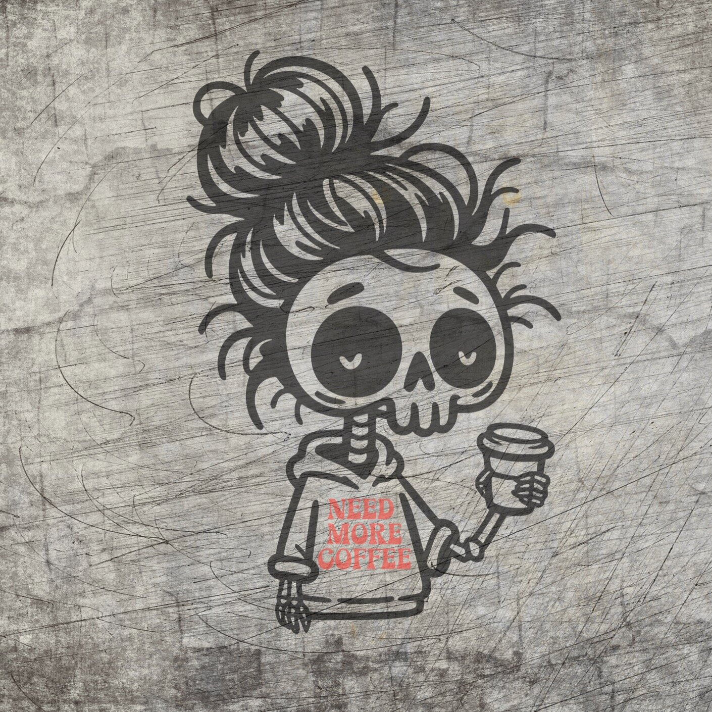 Need more Coffee Plotter-datei plotten idee Totenkopf