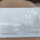 dekorations folie metallisch Ostern Osterhase Sticker Rub Ons Beschriftung von Kerzen Glas oder Keramik