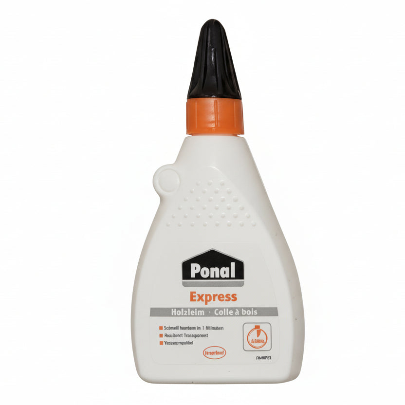 Ponal Holzleim - Ponal Express 120g lösemittelfrei schnell in weißer Flasche mit schwarzer Spitze.