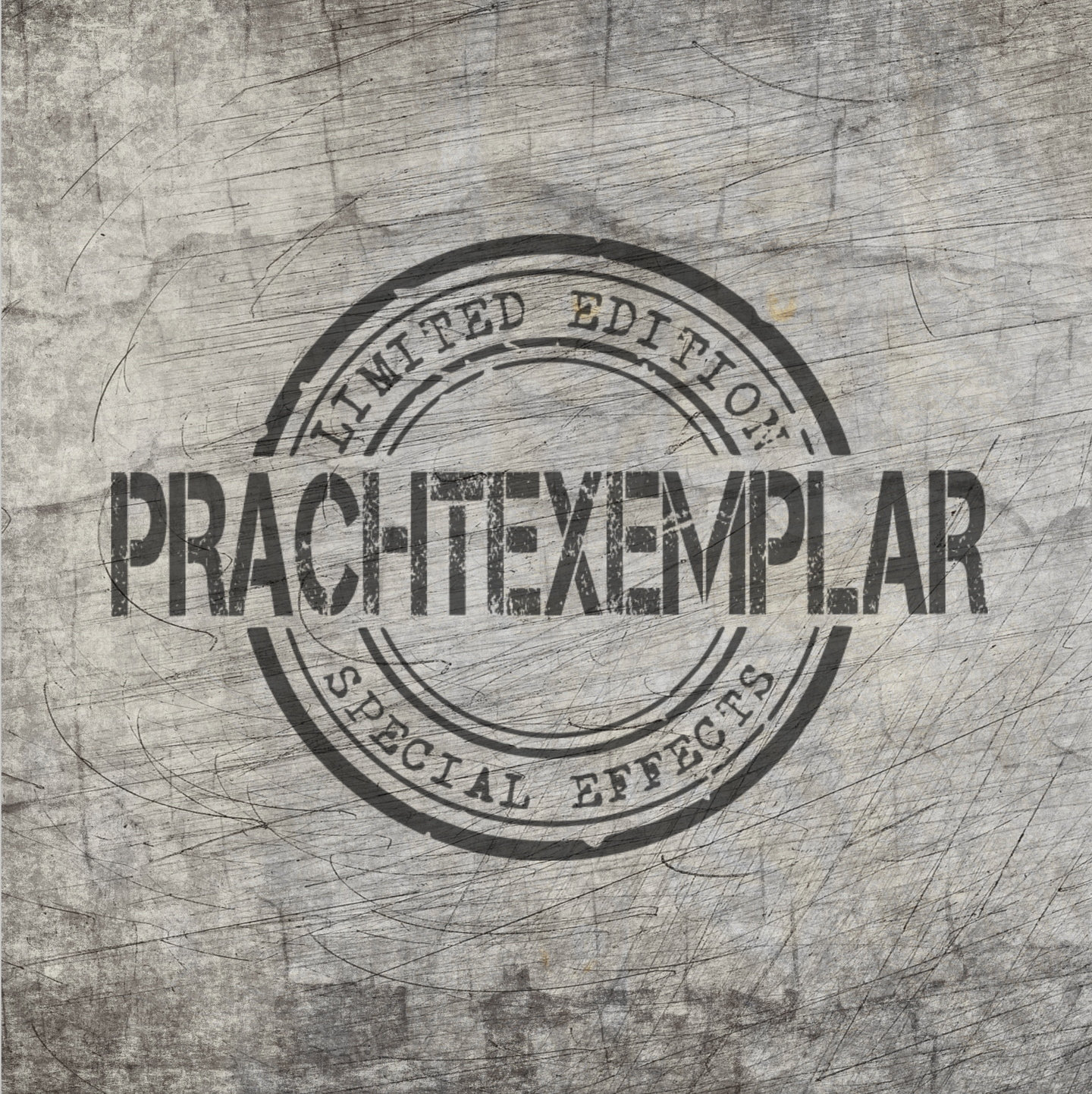 Ein kreatives Design des Schriftzugs 'Prachtexemplar' in einem grunge-artigen Siegelstil, perfekt geeignet für kreative Projekte, von easy-sticks.