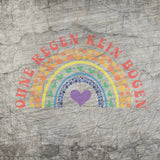 Illustration mit dem bunten Druck "Regenbogen - Ohne Regen kein Bogen" von easy-sticks, geeignet für Druckprojekte.