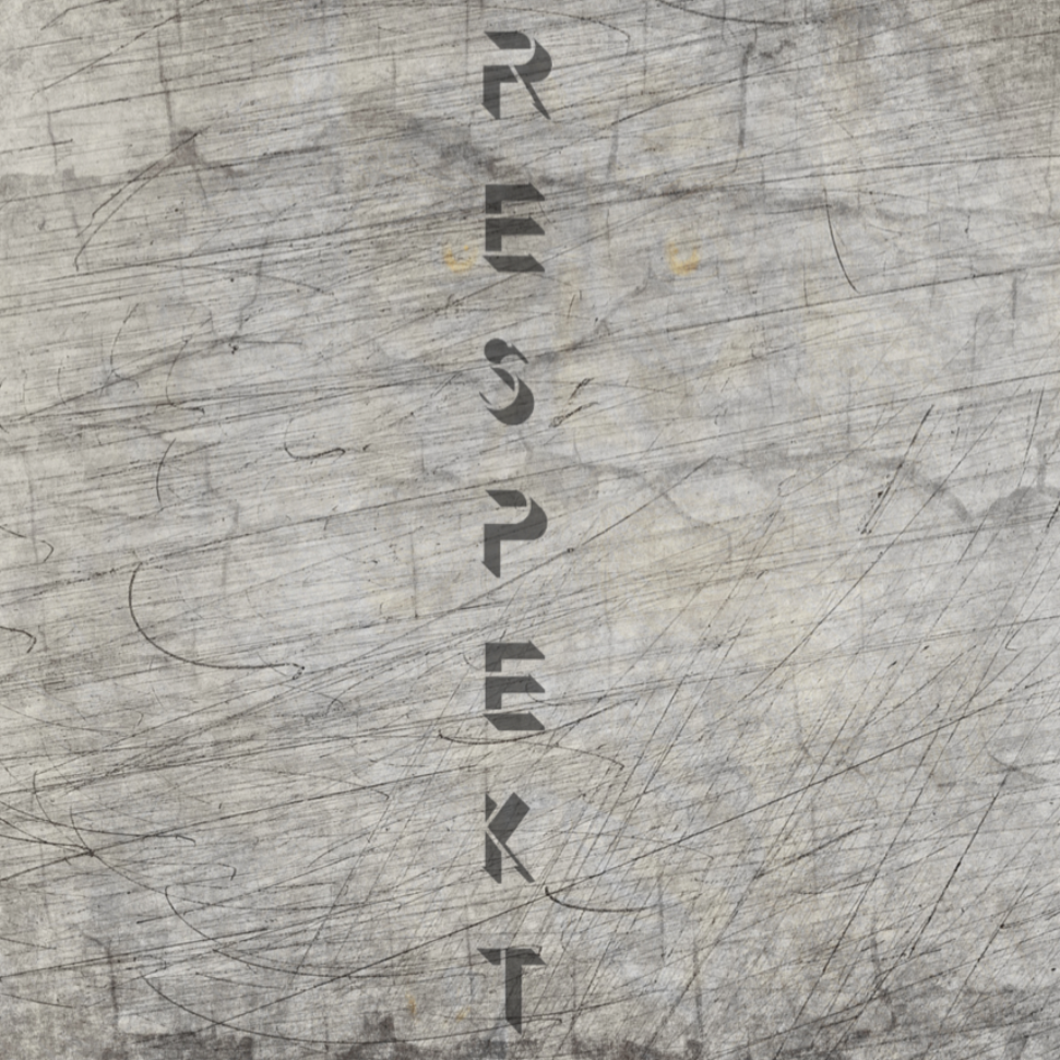 Ein kreatives Design aus der "Respekt" Plotterdatei von easy-sticks, das den Schriftzug "RESPEKT" in beeindruckender Typographie auf einem strukturierten Hintergrund zeigt. Perfekt für kreative Projekte.
