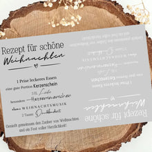 Lade das Bild in den Galerie-Viewer, Rezept für schöne Weihnachten Aufkleber: 5 Sek. Randlose Rub On UV Sticker In Schwarz Weiß Für Glatte Oberflächen
