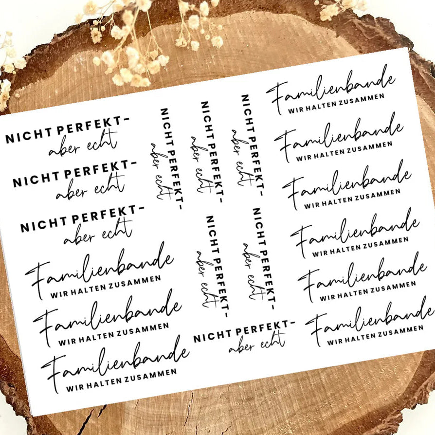 Rub Ons "Familienbande" A5 in schwarz oder gold