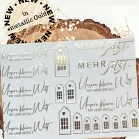 Rub Ons - Unsere kleine Welt mit Liebe gefüllt A5 in schwarz oder gold