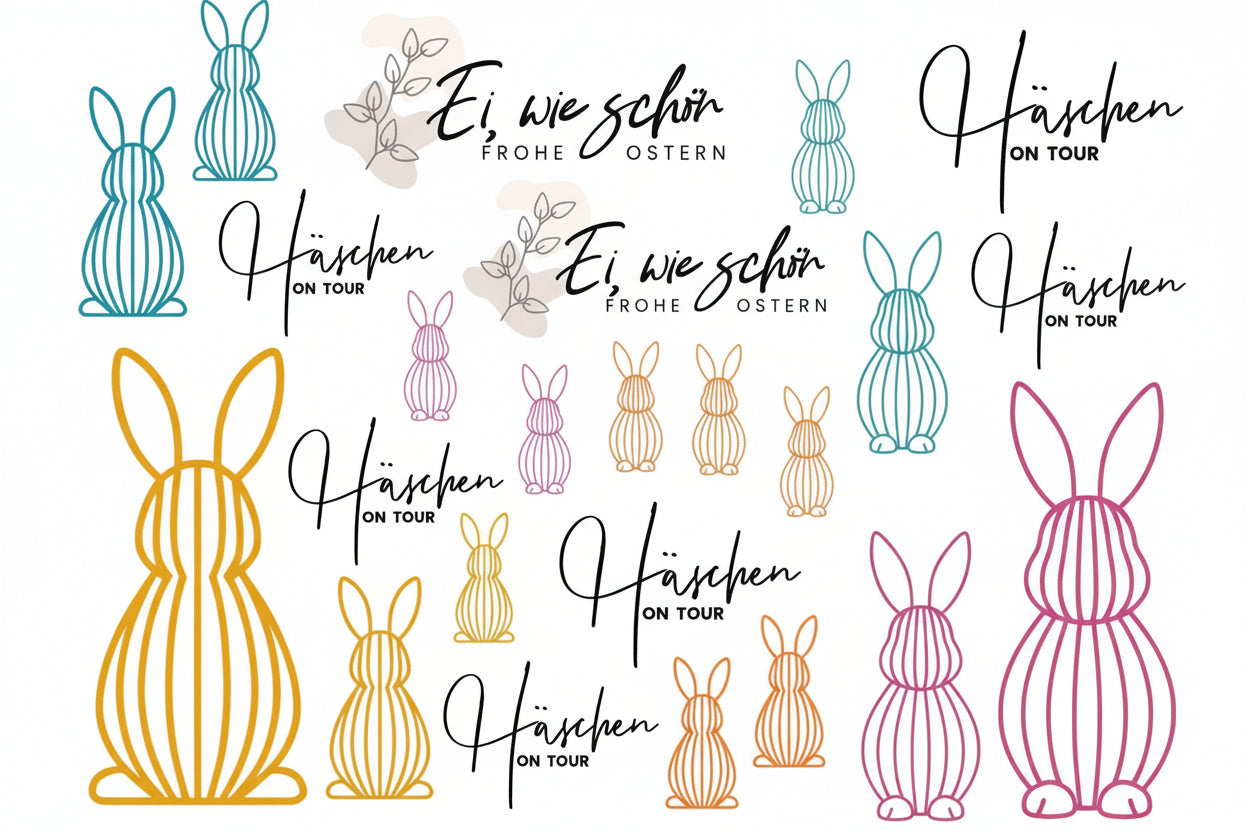 S 3 Rub Ons - Ostern in bunt Häschen on tour