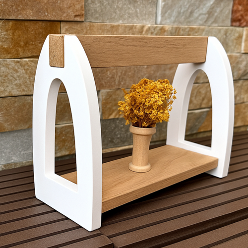 Silikonform von Easy-Sticks für Schaukeln und Regale, stilvolles Design mit hochwertiger Holzoptik und buntem Trockenblumenarrangement